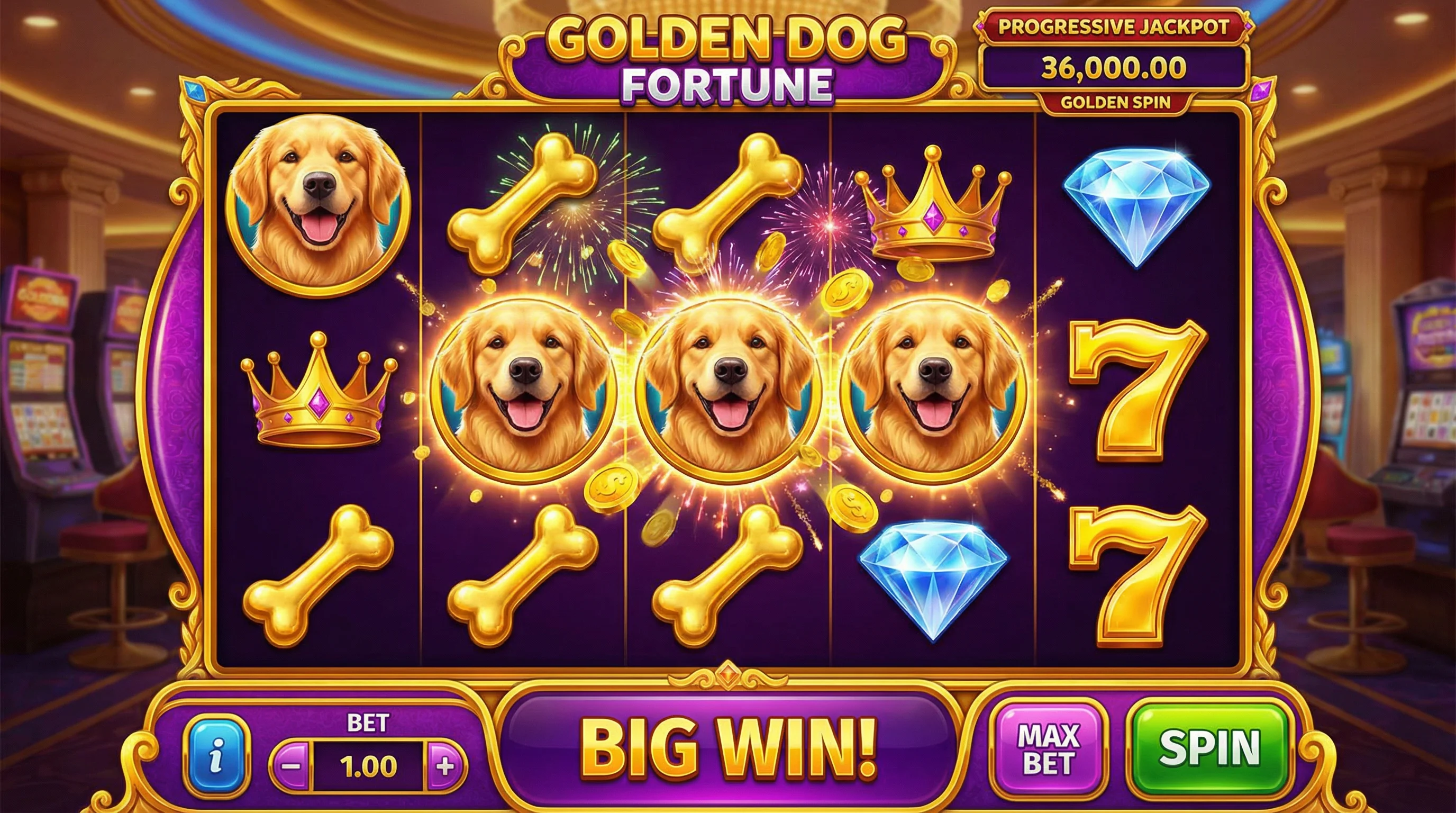 Tragamonedas Golden Dog Fortune con jackpot progresivo